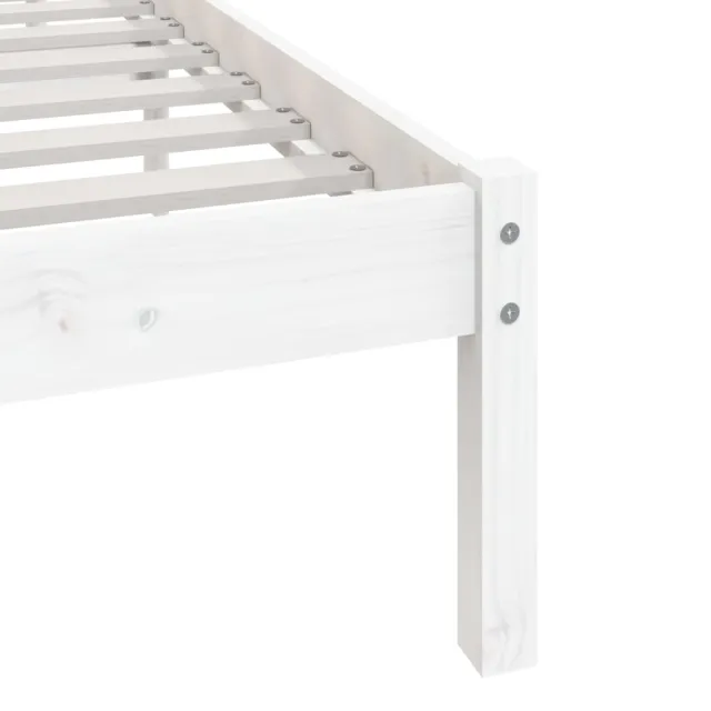 Cadre de lit sans matelas blanc bois de pin massif 140x190 cm