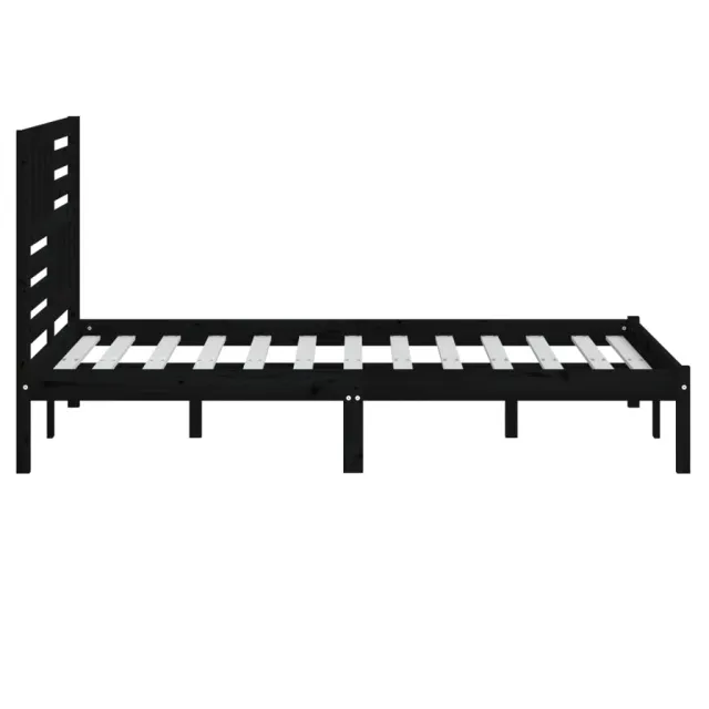 Cadre de lit sans matelas noir bois de pin massif 140x190 cm