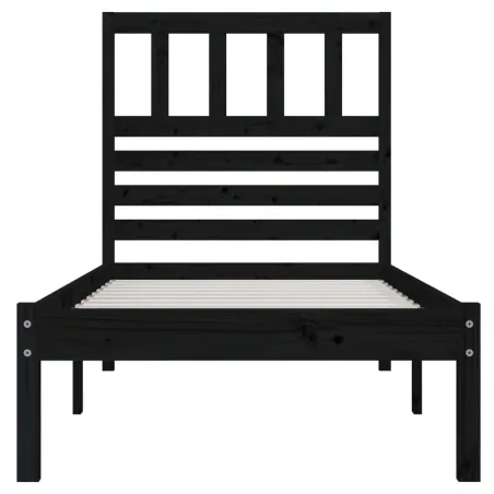 Cadre de lit sans matelas noir bois massif de pin 100x200 cm