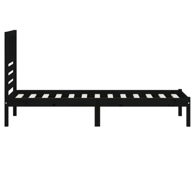 Cadre de lit sans matelas noir bois massif de pin 100x200 cm