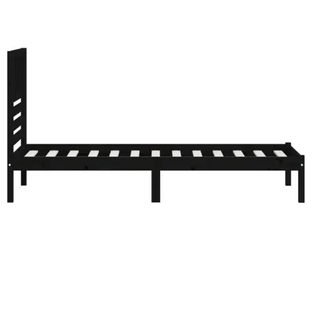Cadre de lit sans matelas noir bois massif de pin 100x200 cm
