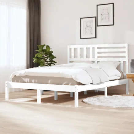 Cadre de lit sans matelas blanc bois de pin massif 140x200 cm