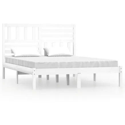 Cadre de lit sans matelas blanc bois de pin massif 160x200 cm 2