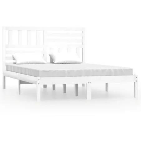 Cadre de lit sans matelas blanc bois de pin massif 160x200 cm