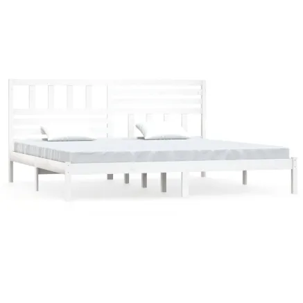 Cadre de lit sans matelas blanc 180x200 cm bois massif de pin 2