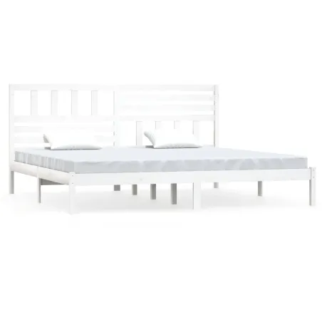 Cadre de lit sans matelas blanc 180x200 cm bois massif de pin