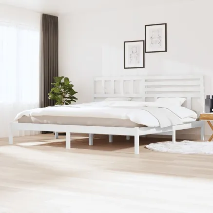Cadre de lit sans matelas blanc bois massif de pin 200x200 cm