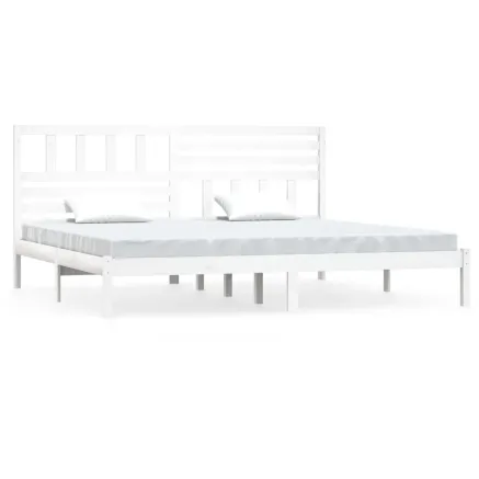 Cadre de lit sans matelas blanc bois massif de pin 200x200 cm 2