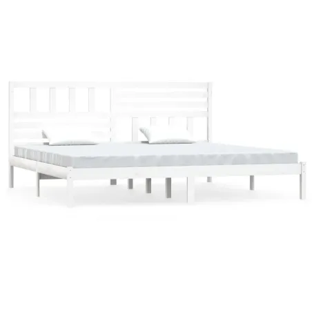 Cadre de lit sans matelas blanc bois massif de pin 200x200 cm