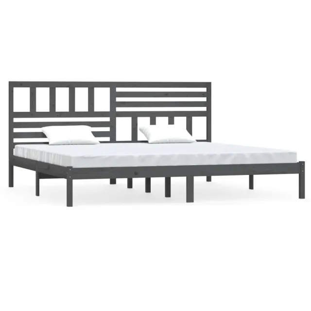 Cadre de lit sans matelas bois massif de pin gris 200x200 cm