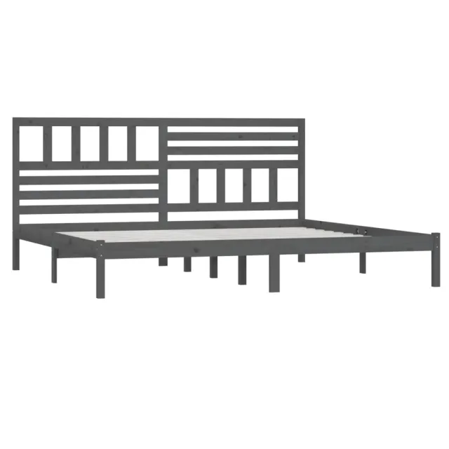 Cadre de lit sans matelas bois massif de pin gris 200x200 cm