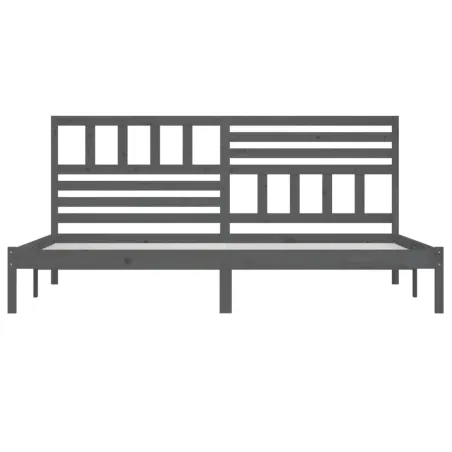 Cadre de lit sans matelas bois massif de pin gris 200x200 cm