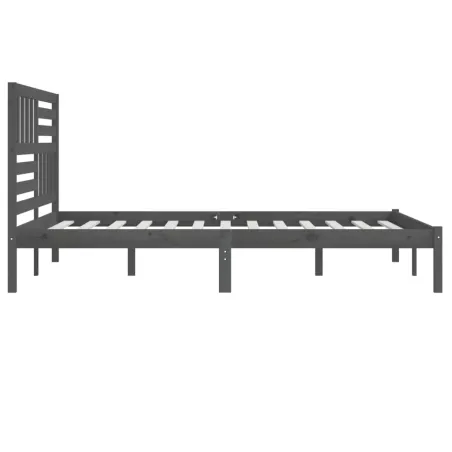 Cadre de lit sans matelas bois massif de pin gris 200x200 cm