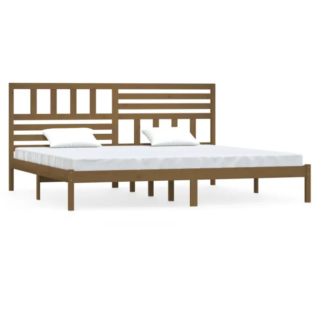 Cadre de lit sans matelas marron miel bois pin massif 200x200cm