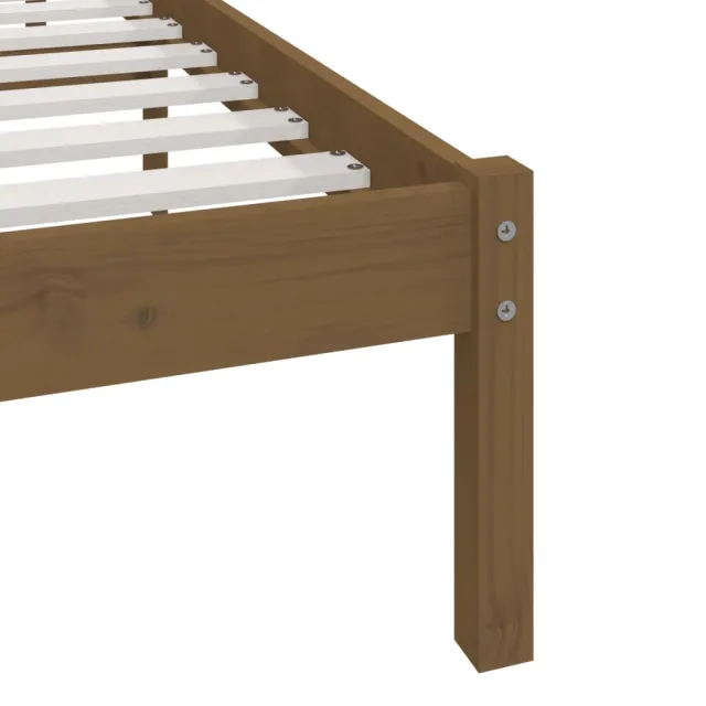 Cadre de lit sans matelas marron miel bois pin massif 200x200cm