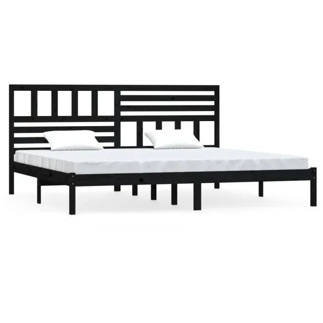 Cadre de lit sans matelas noir bois massif de pin 200x200 cm