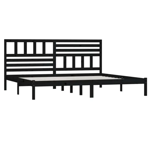 Cadre de lit sans matelas noir bois massif de pin 200x200 cm