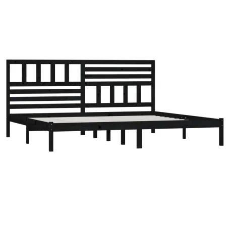 Cadre de lit sans matelas noir bois massif de pin 200x200 cm