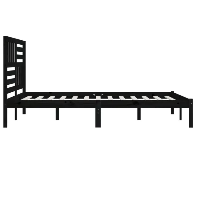 Cadre de lit sans matelas noir bois massif de pin 200x200 cm