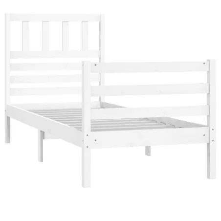 Cadre de lit sans matelas blanc 75x190 cm bois massif