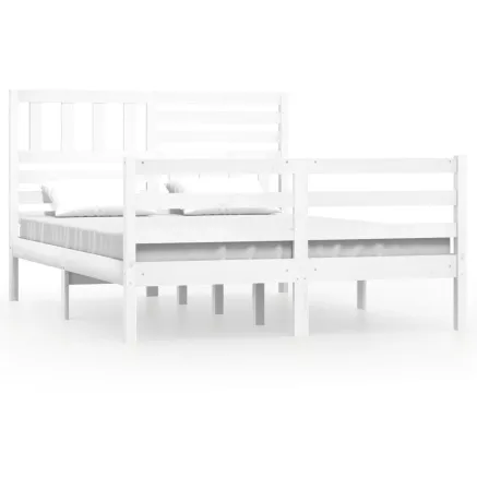 Cadre de lit sans matelas blanc 120x190 cm bois massif 2