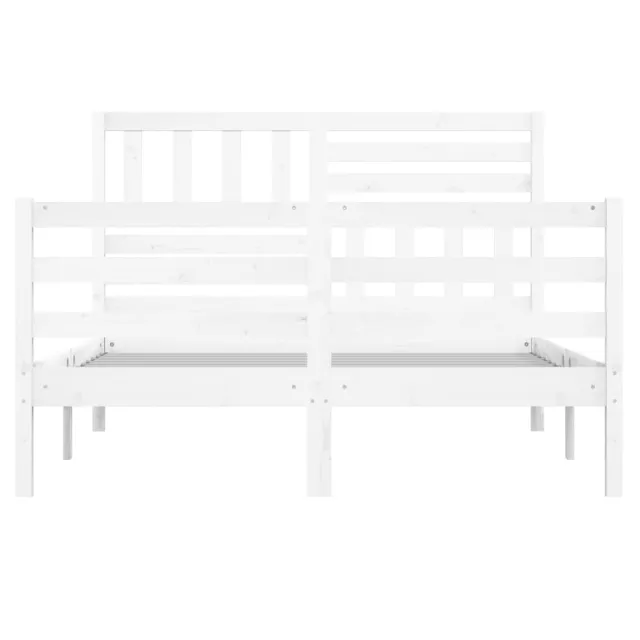 Cadre de lit sans matelas blanc bois massif 140x190 cm