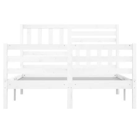 Cadre de lit sans matelas blanc bois massif 140x190 cm