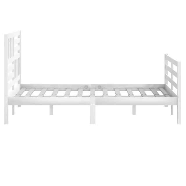 Cadre de lit sans matelas blanc bois massif 140x190 cm