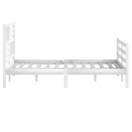 Cadre de lit sans matelas blanc bois massif 140x190 cm