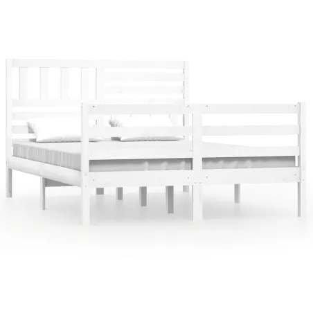 Cadre de lit sans matelas blanc bois massif 120x200 cm