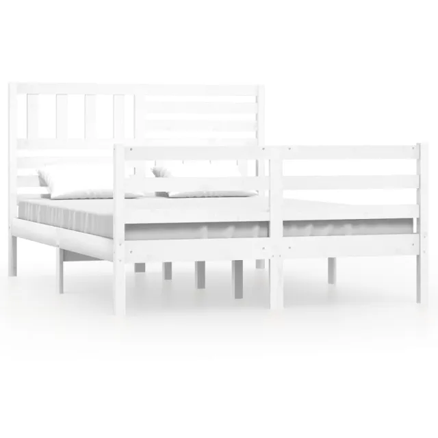 Cadre de lit sans matelas blanc bois massif 140x200 cm