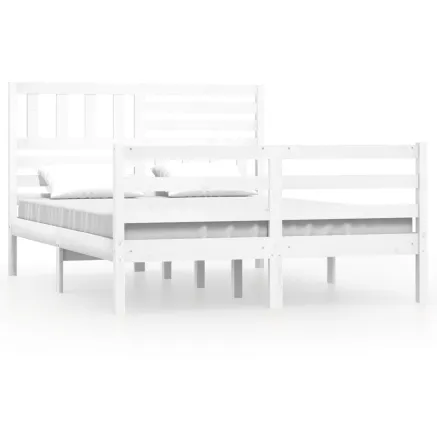 Cadre de lit sans matelas blanc 150x200 cm bois massif 2