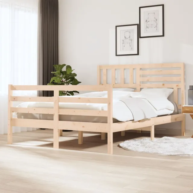 Cadre de lit sans matelas bois massif 160x200 cm