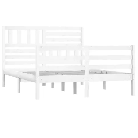 Cadre de lit sans matelas blanc bois massif 160x200 cm