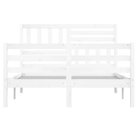 Cadre de lit sans matelas blanc bois massif 160x200 cm