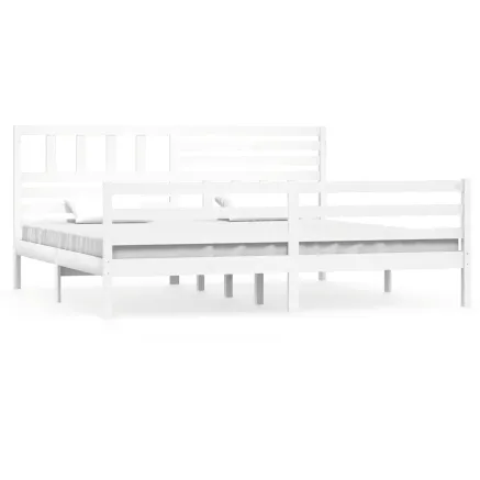 Cadre de lit sans matelas blanc bois massif 200x200 cm 2