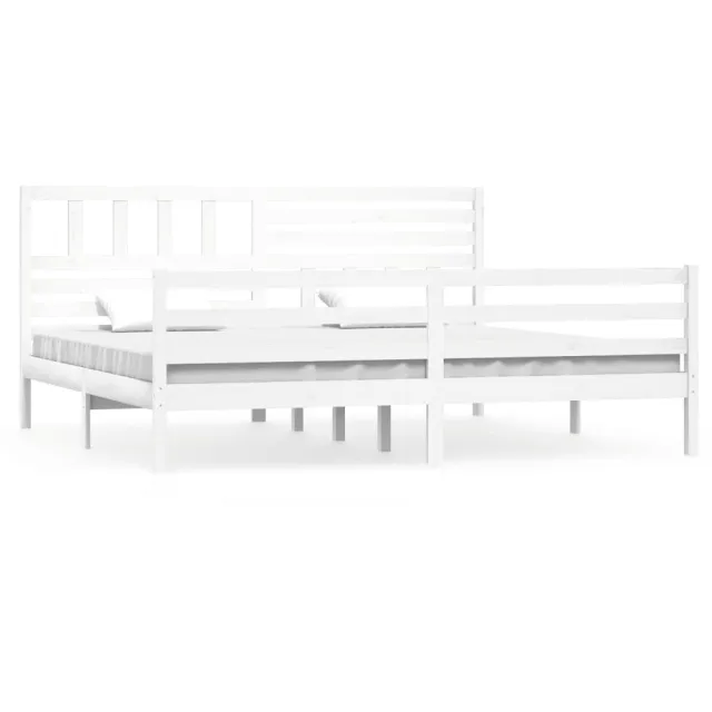 Cadre de lit sans matelas blanc bois massif 200x200 cm