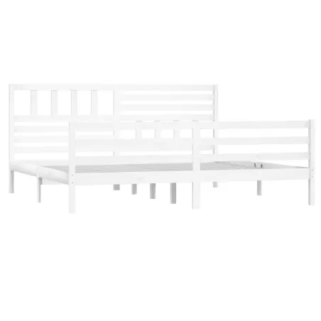 Cadre de lit sans matelas blanc bois massif 200x200 cm