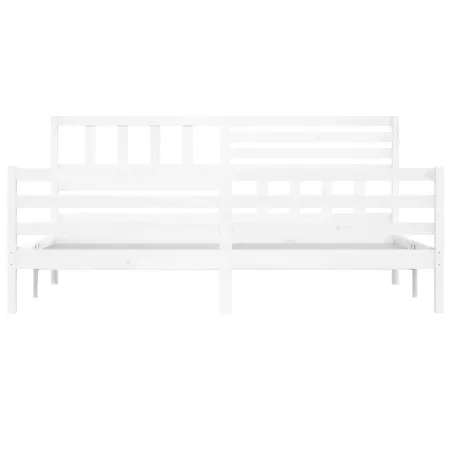 Cadre de lit sans matelas blanc bois massif 200x200 cm