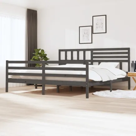 Cadre de lit sans matelas bois massif gris 200x200 cm
