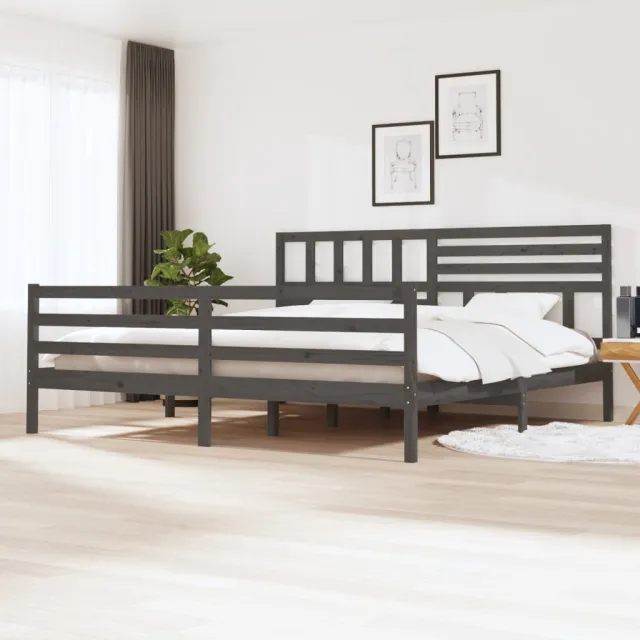 Cadre de lit sans matelas bois massif gris 200x200 cm