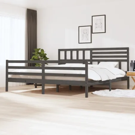 Cadre de lit sans matelas bois massif gris 200x200 cm