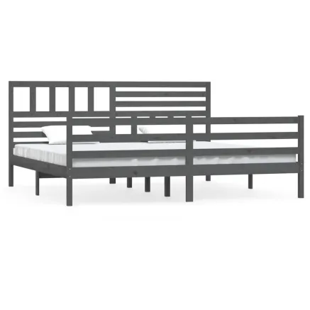 Cadre de lit sans matelas bois massif gris 200x200 cm 2