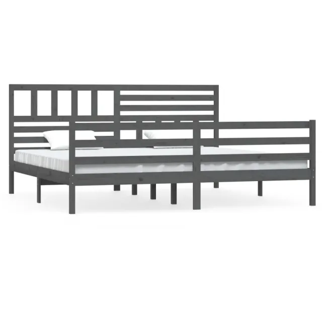 Cadre de lit sans matelas bois massif gris 200x200 cm