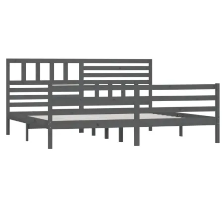 Cadre de lit sans matelas bois massif gris 200x200 cm