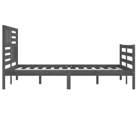 Cadre de lit sans matelas bois massif gris 200x200 cm