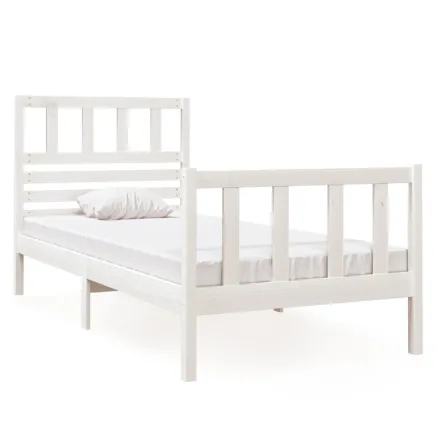 Cadre de lit sans matelas blanc bois massif 2