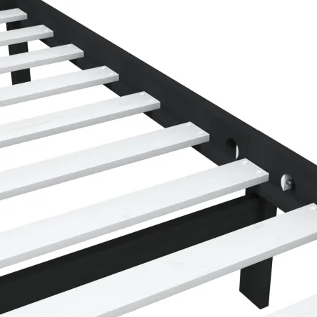 Cadre de lit sans matelas noir bois massif
