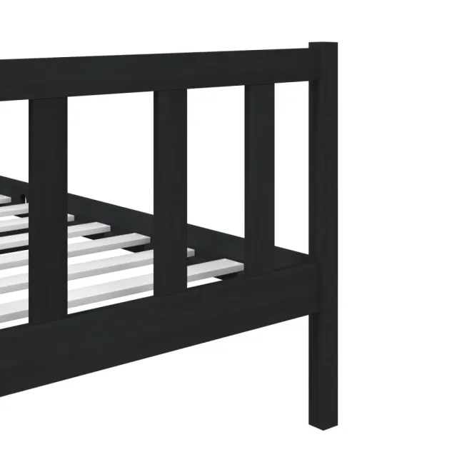 Cadre de lit sans matelas noir bois massif