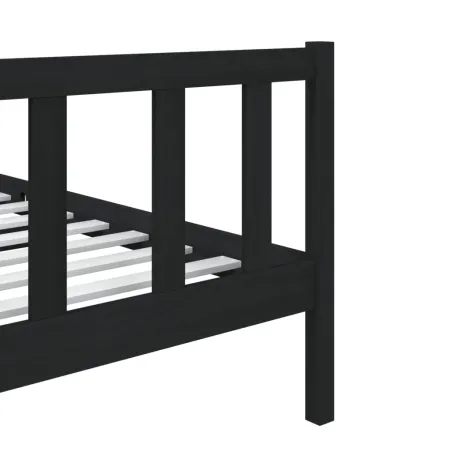Cadre de lit sans matelas noir bois massif